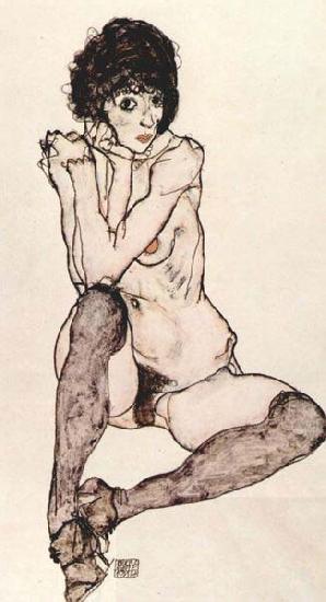 Egon Schiele Sitzender weiblicher Akt, oil painting picture